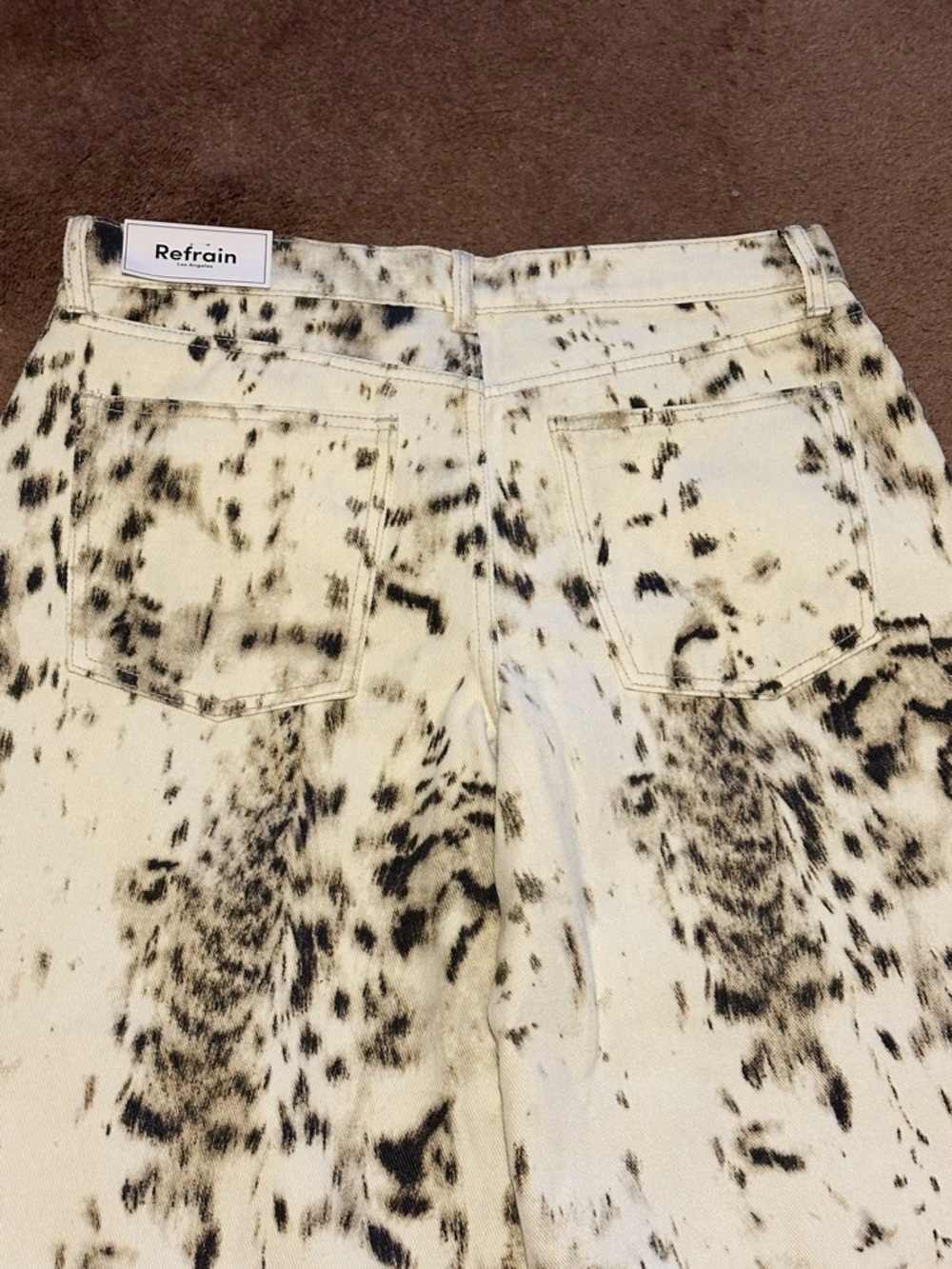 Women’s Wide Leg Leopard / Animal Print Jeans 9 / 29 NWT Refrain - Picture 8 of 11